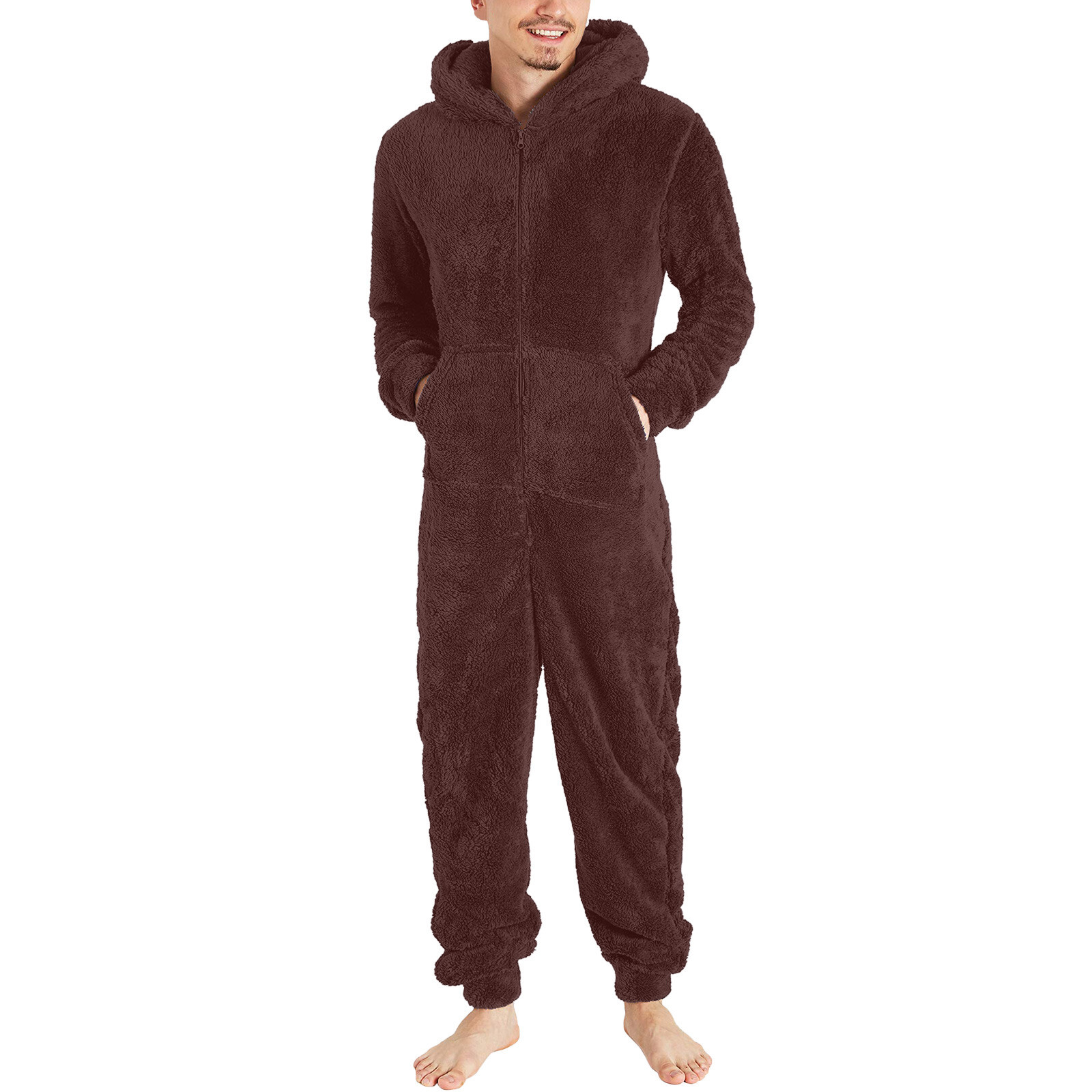 Men Artificial Wool Long Sleeve Pajamas Casual Jumpsuit Pants for Men Formal Unbranded Does Not Apply - фотография #17