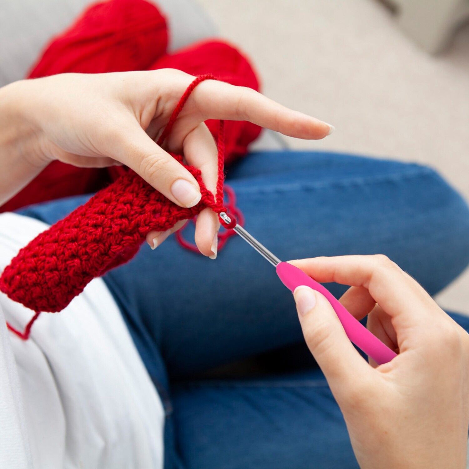 34Pcs Ergonomic Crochet Hooks Set Soft Needles Crafts Sewing Knitting Hooks Tool iMounTEK Does Not Apply - фотография #11