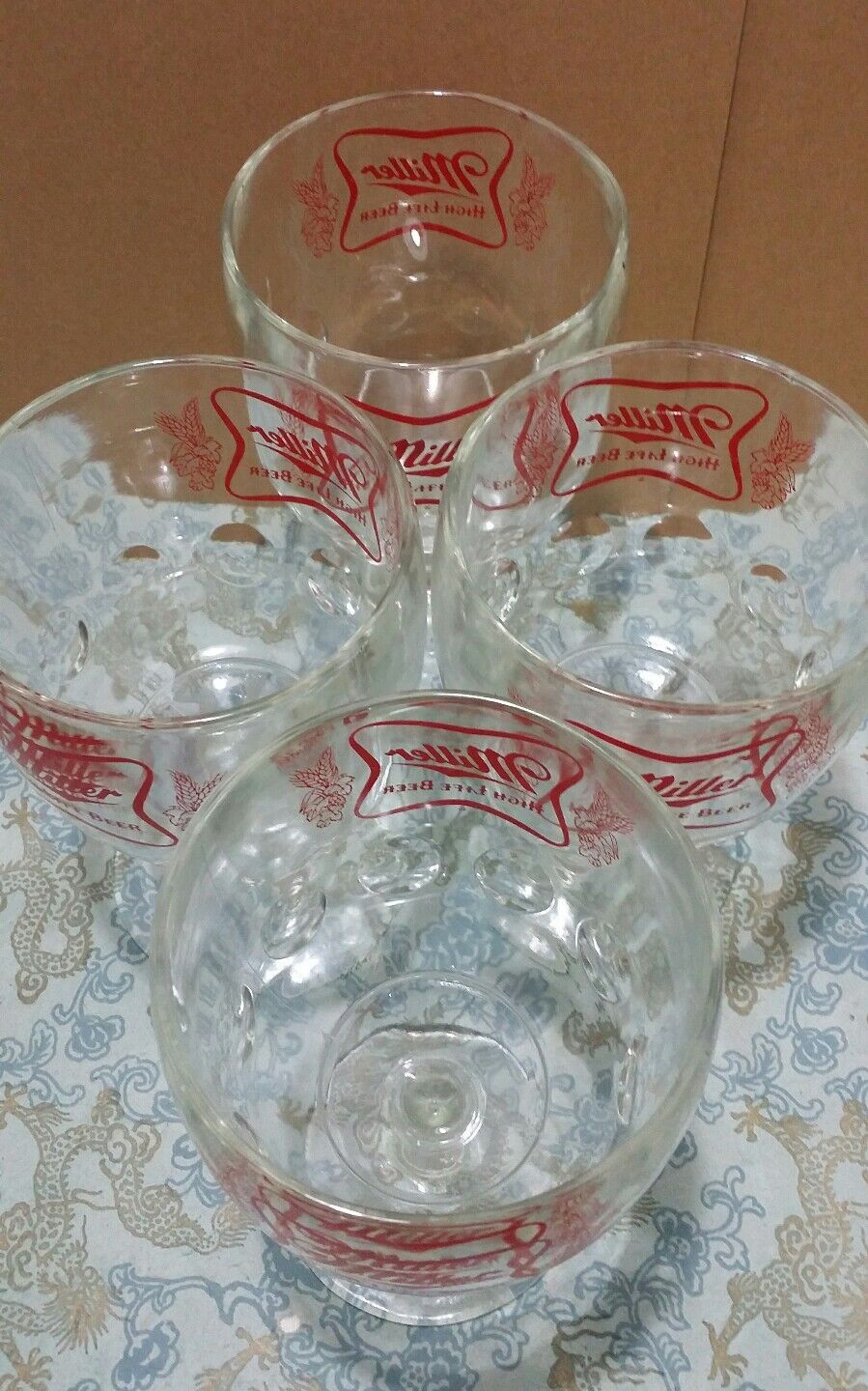 4 Vintage Miller High Life Beer Goblet Glasses Stemmed Chalice Summer Home Bar Miller - фотография #7