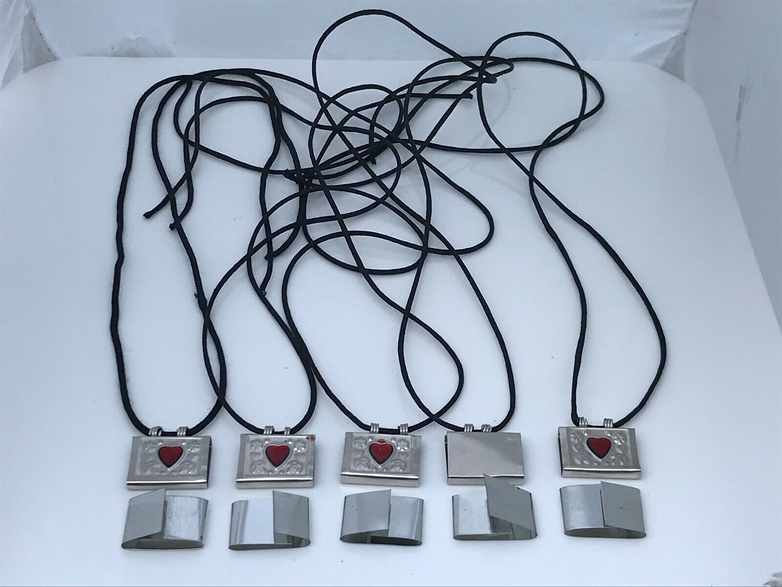Taweez Pendant Silver Tone Red Heart Taweej Necklace Amulet Keeper Cord Lot of 5 Без бренда - фотография #11