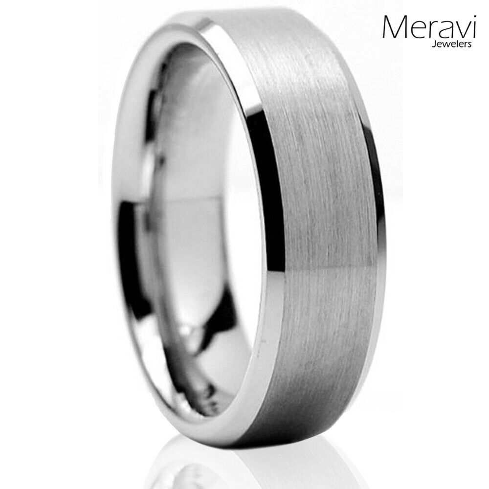 🔥 Tungsten Carbide Wedding Band Ring Brushed Silver Mens Jewelry Size 6-15 Meravi
