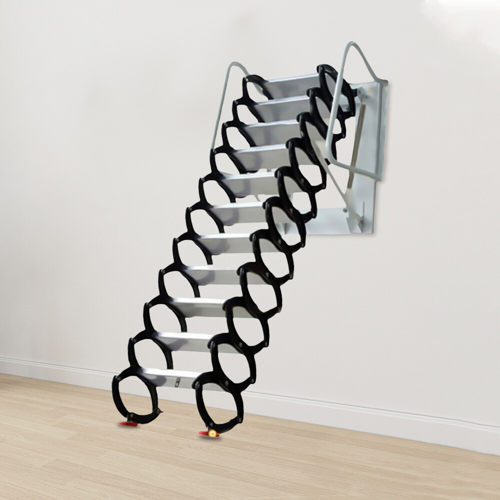 12 Steps Wall Mounted Folding Ladder Loft Stairs White Attic Steps Pull Down  Unbranded 022129 - фотография #7