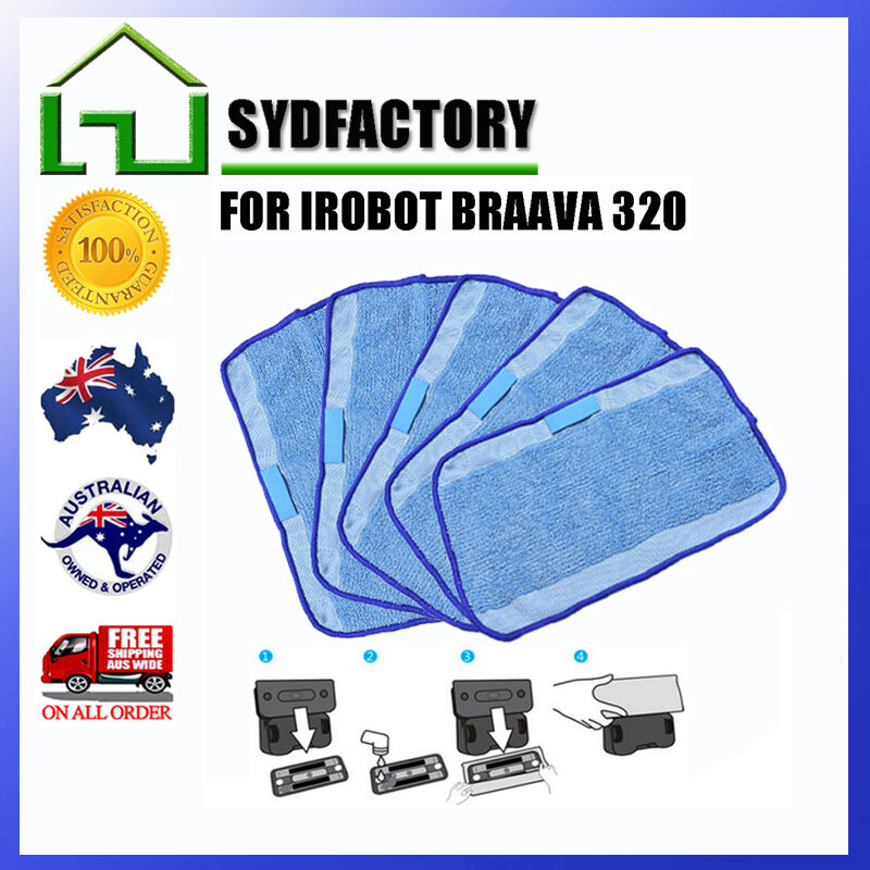 5x Microfiber Mopping Cloths for iRobot Braava Mopping Robot 380 308T 320 321 AU FOR iRobot Does not apply