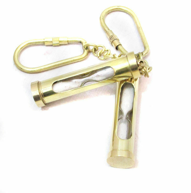 Nautical Pirate hourglas2 x Solid Brass Mini Maritime Sand Timer Key Chain Ring  Без бренда - фотография #4