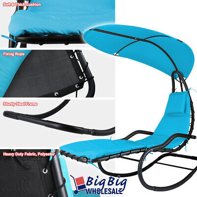 2x Blue Outdoor Backyard Patio Hammock Chaise Lounge Chair Rocking Swing Canopy GENIQUA YM-2818969PAIR - фотография #10
