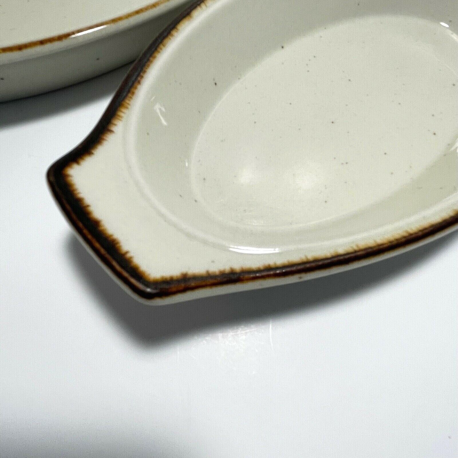 Toscany Japan Stoneware Baja, Two, Individual Casserole Dish Ivory w Brown Trim Toscany BAJA - фотография #2