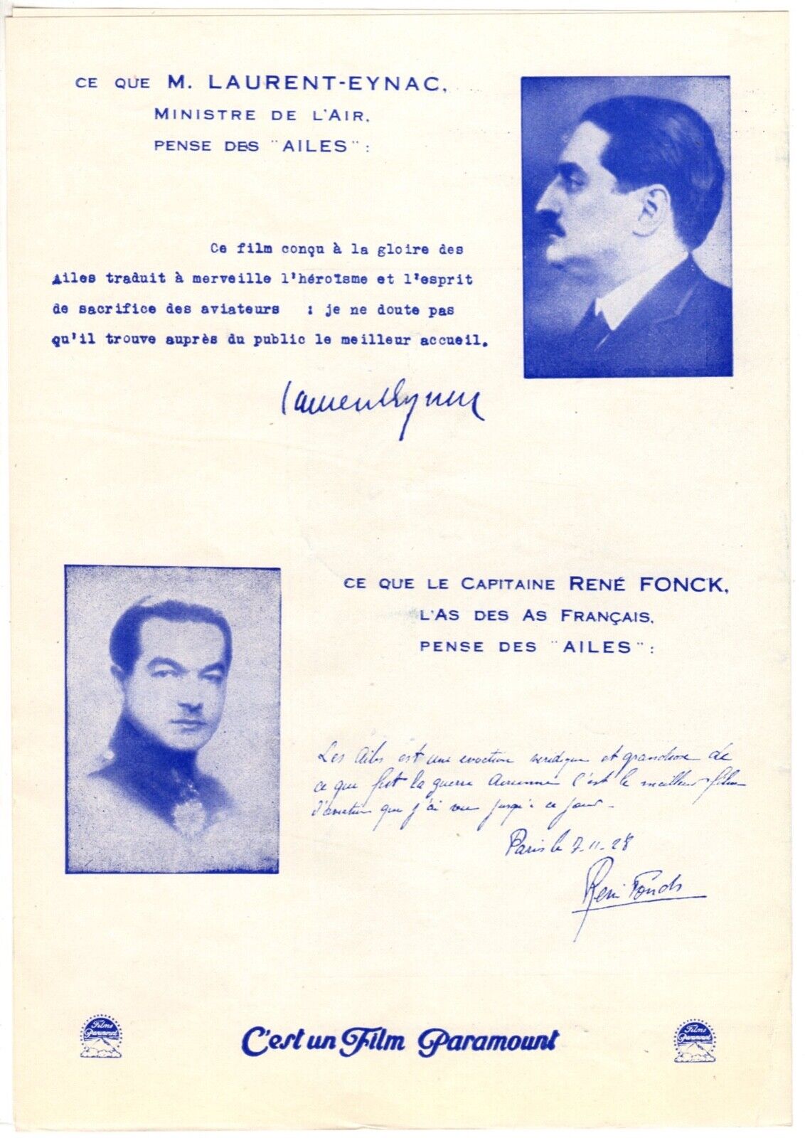 William A. Wellman's WINGS (1927) Original Release French Souvenir Book + Bonus Без бренда - фотография #9