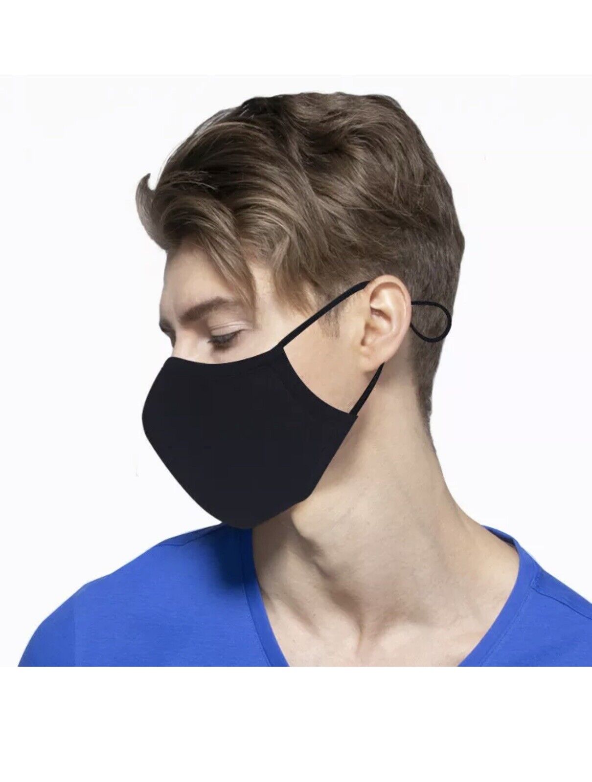 8 Face Masks Black Cotton Adult Mask Adjustable Elastic Loops Washable Reusable Unbranded - фотография #7