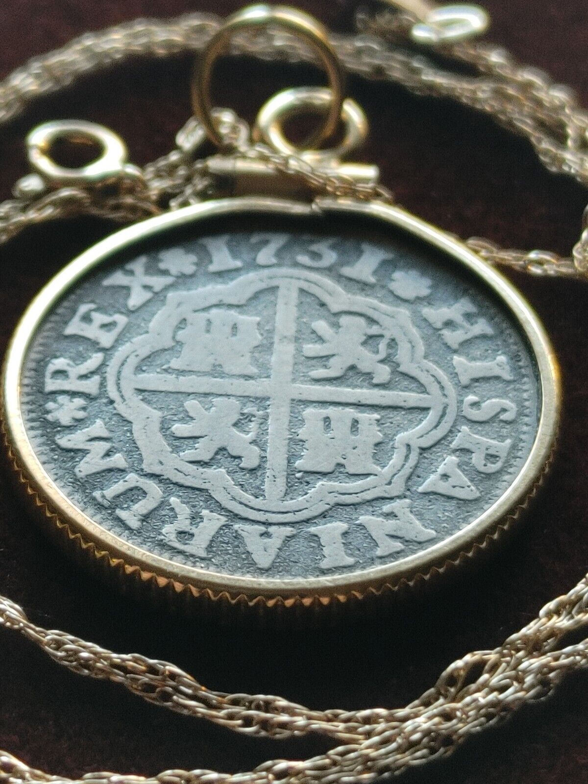 Genuine 1731 Spanish Reale 14K Gold pendant On a 14K  18" Gold Chain w COA & Box Everymagicalday - фотография #13