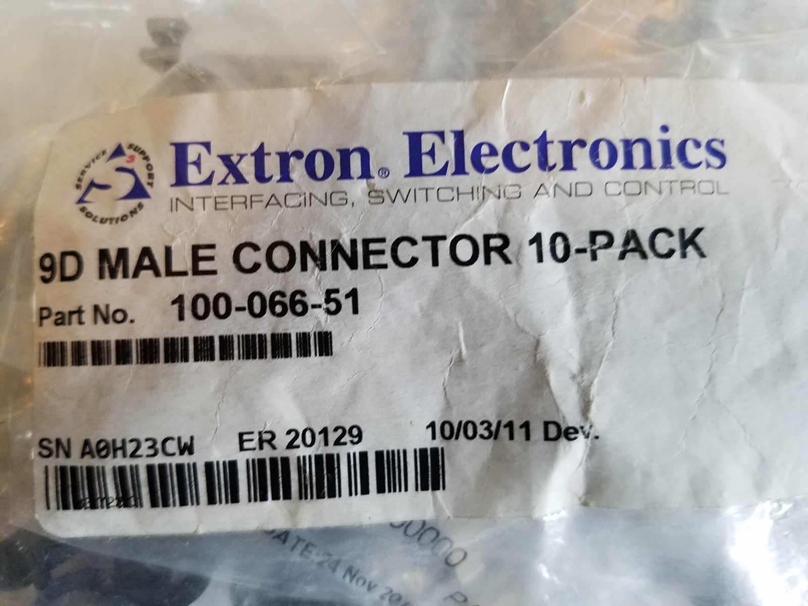 Extron 100-066-51 9D Male Connector - Pack of 10 - LOT OF 3  Extron 100-066-51 - фотография #5