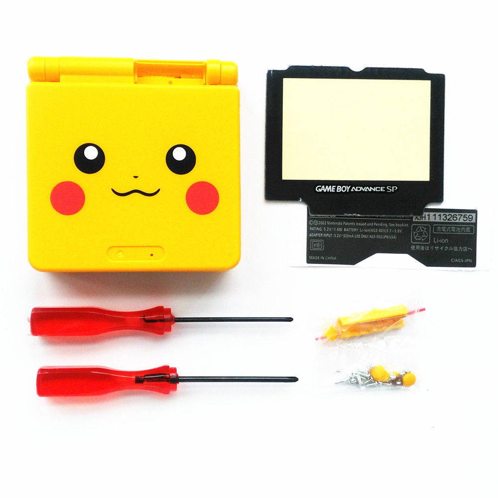 GBA SP Game Boy Advance SP Replacement Housing Shell Screen Lens Pikachu Yellow Nintendo Does Not Apply