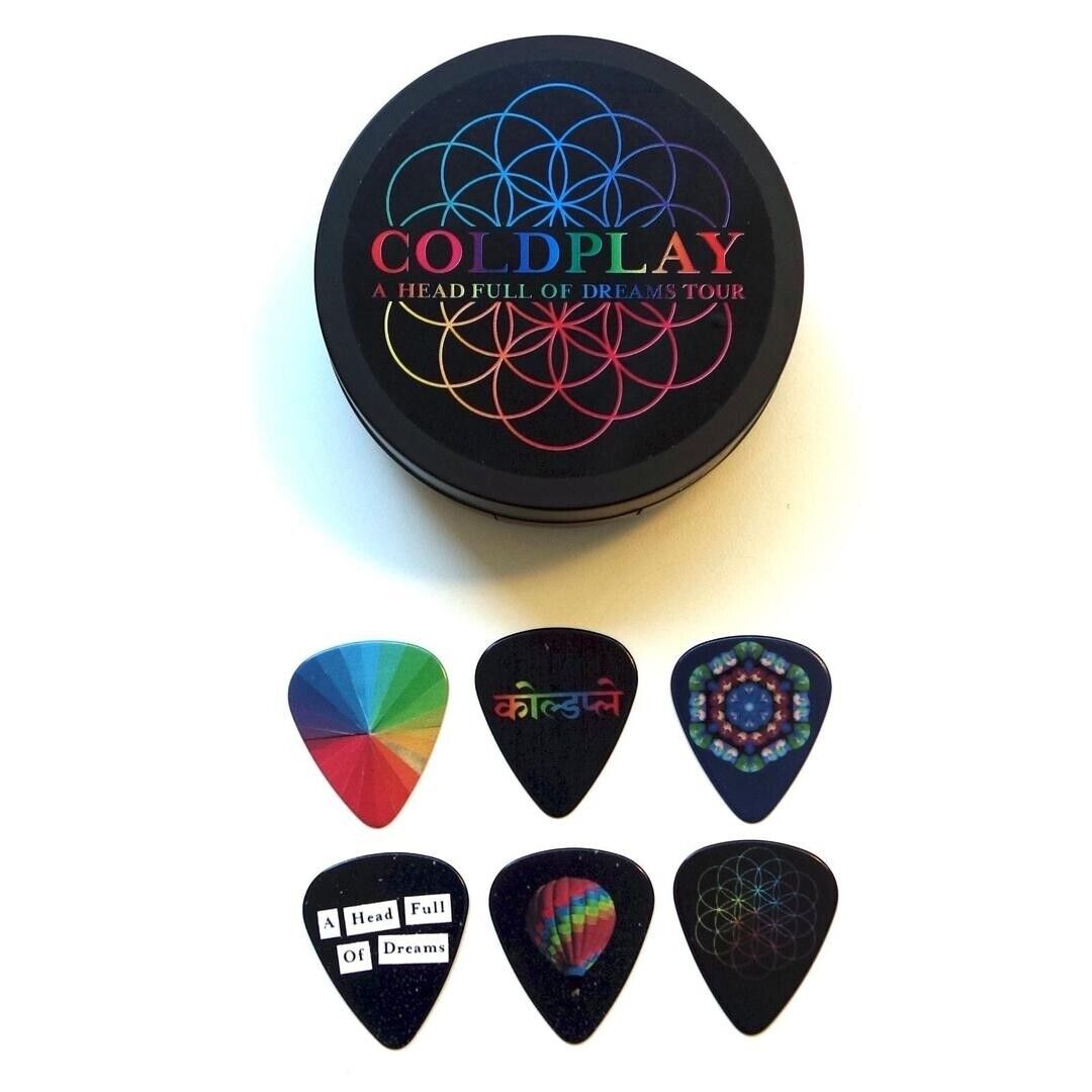 Vintage Coldplay Tour - A Head Full of Dreams - Guitar Picks & Mirrored Compact  Без бренда