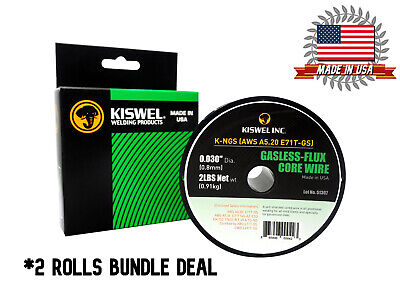 Made in USA (2 Rolls) E71T-GS .030 in. Dia 2lb. Gasless-Flux Core Wire Welding Kiswel KNGS0302