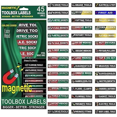 Ultimate Magnetic Tool Box Labels (Green) to fit all tool storage cabinets SteelLabels.com UMAGG001