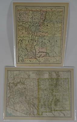 Lot 2 Antique Maps Arizona New Mexico Gaskell's Atlas of the World Century 1897 Без бренда