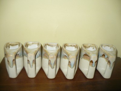 6 Rodolfo Padilla Drip Glazed Pottery Signed Espresso 3 Oz. Mugs Stacking w/Tree C&C Ceramics - фотография #10