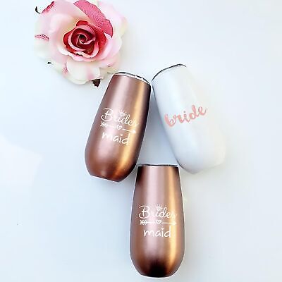 Bride to Be Champagne Flute | 6 oz Bridesmaid Stainless Steel Wine Tumblers |... Heather & Willow Does not apply - фотография #2