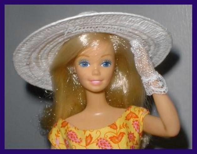White Picture HAT & Lace Trim GLOVES fits Vintage & Modern BARBIE Dolls Tonner Authorized