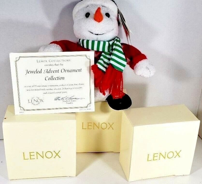 15 Lenox Advent 24 Karat Gold Mini Jeweled Ornaments Collection New In 3 Boxes Lenox