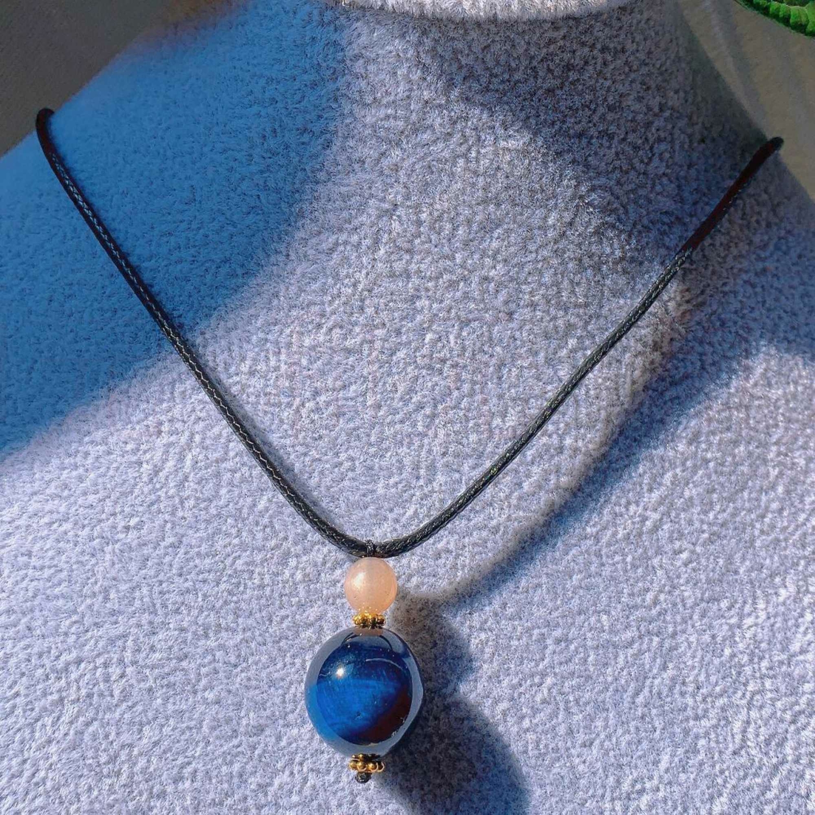 14mm Natural Blue tiger eye pink Crystal pendant Leather rope Yoga Relief Unbranded 1 - фотография #5