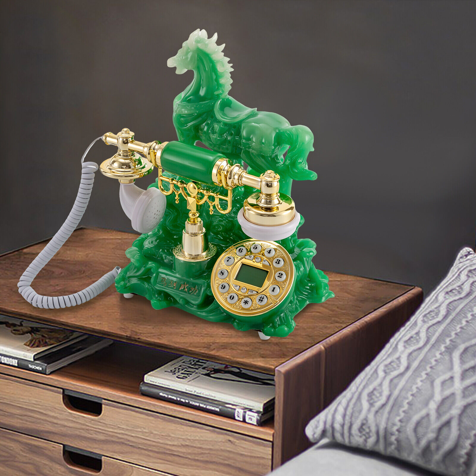 Retro Horse Design Telephone Dial Corded Phone Exquisite Workmanship Green NEW Unbranded Does not apply - фотография #13