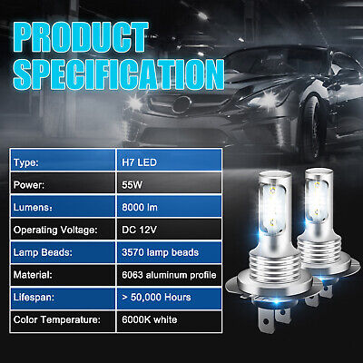 4x H7 LED Headlight Bulb Kit High Low Beam 220W 32000LM Super Bright 6000K White EEEKit Does Not Apply - фотография #8