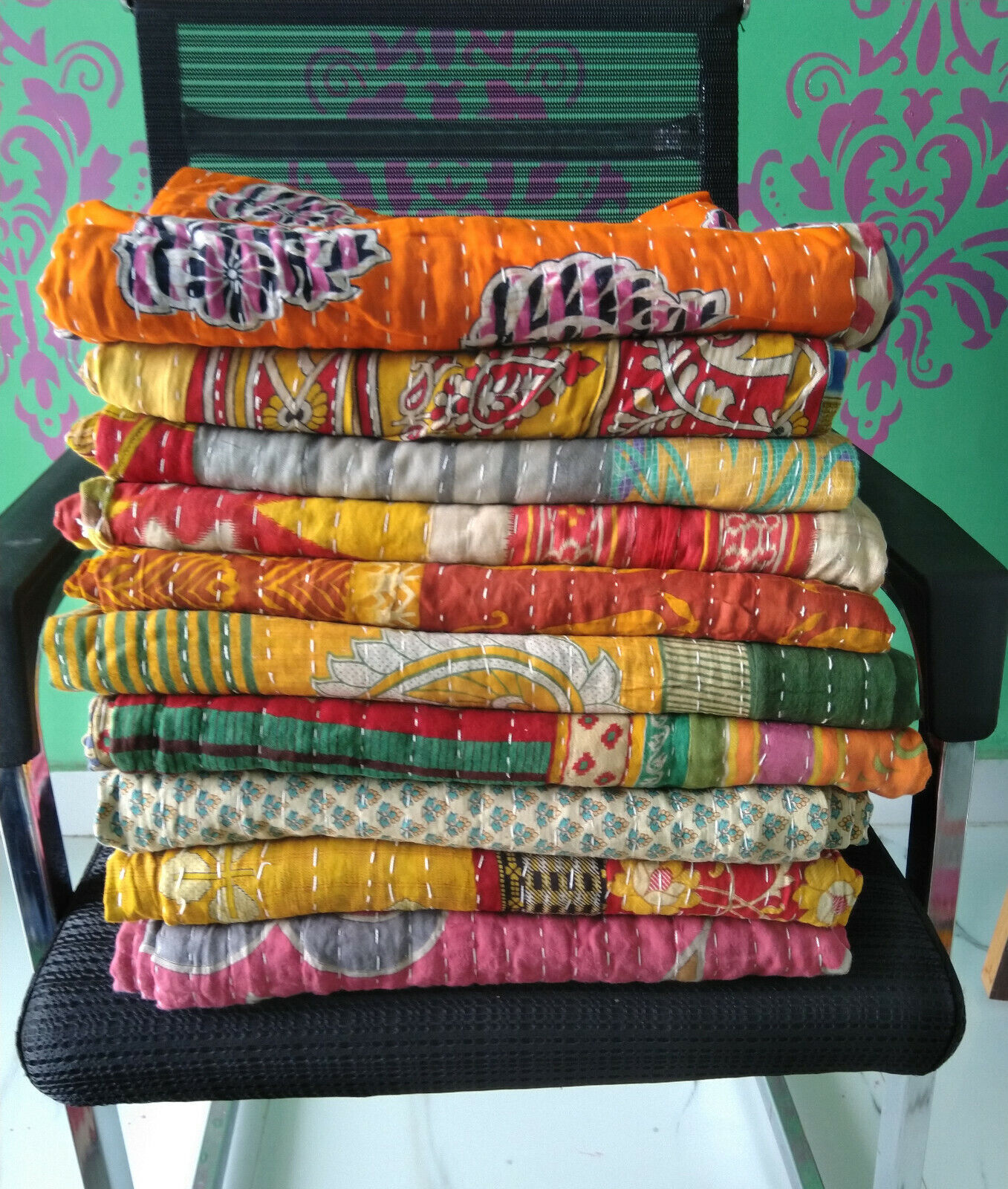 5 PC Wholesale Lot Throw Blanket Kantha Quilt Indian Vintage Cotton Bedspreads  Handmade Does Not Apply - фотография #3
