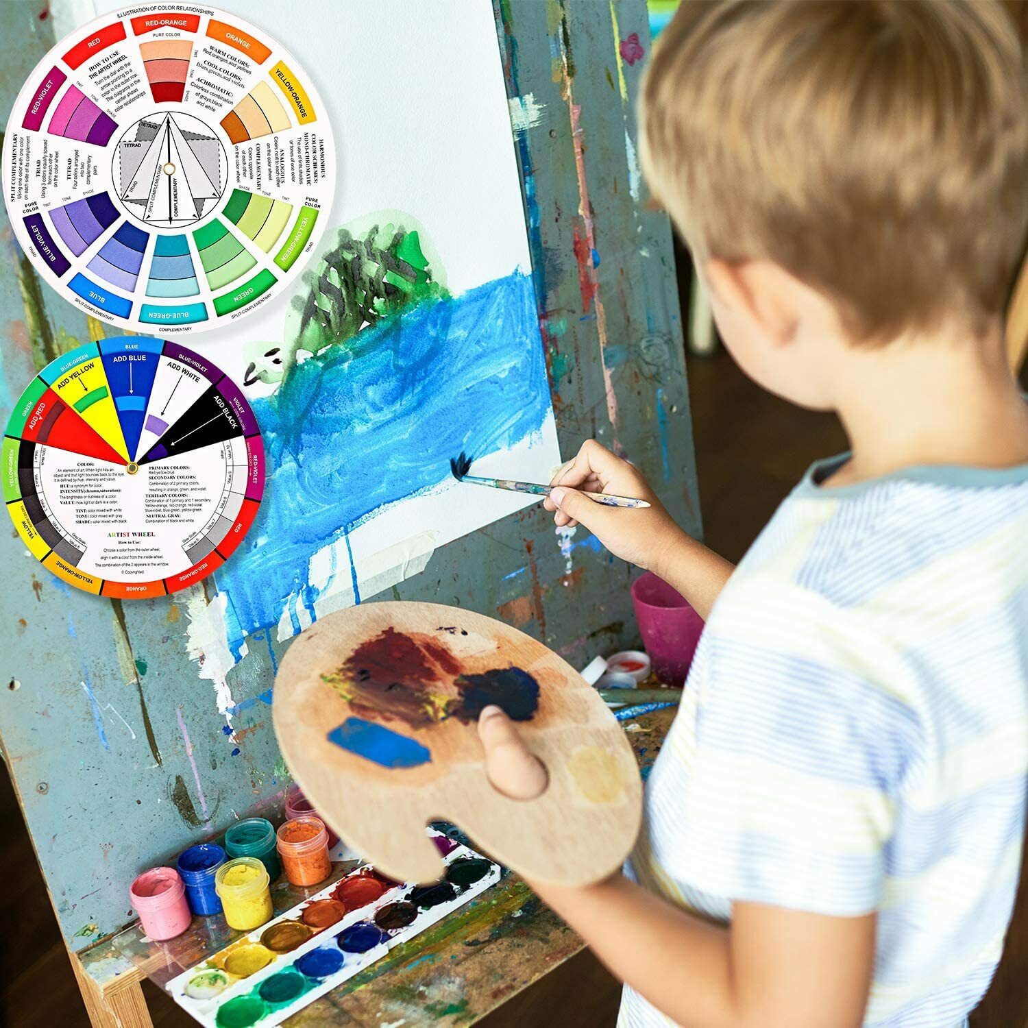 2) pcs LARGE Color Wheel 9.25"/23cm w/ Gray Scale Value Finder Painting Tatoo  Color Wheel alphatjwheel - фотография #4