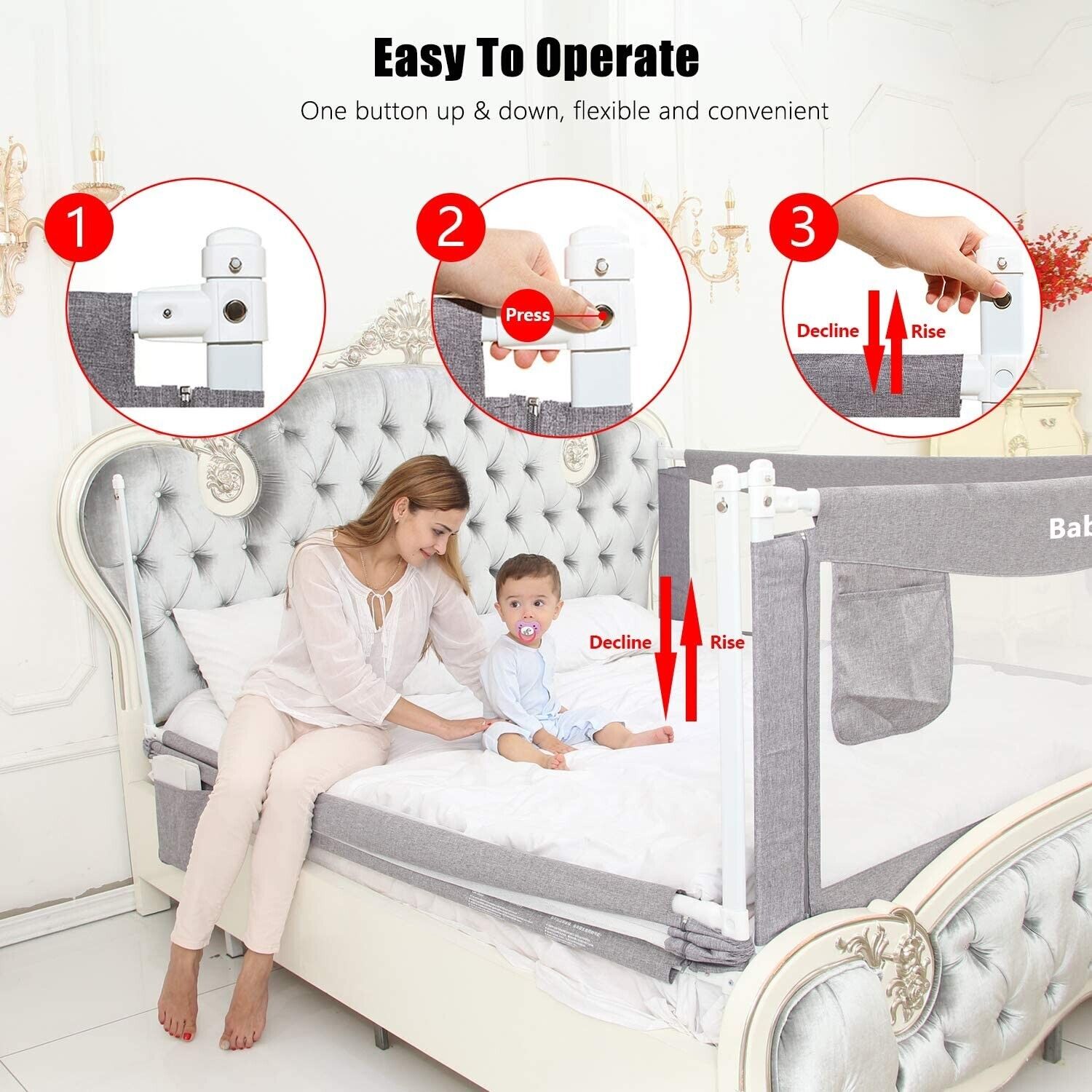 BabyGuard 70" Breathable Baby Children Toddlers Bed Rail Guard Safety BabyGuard BB0486BE - фотография #2