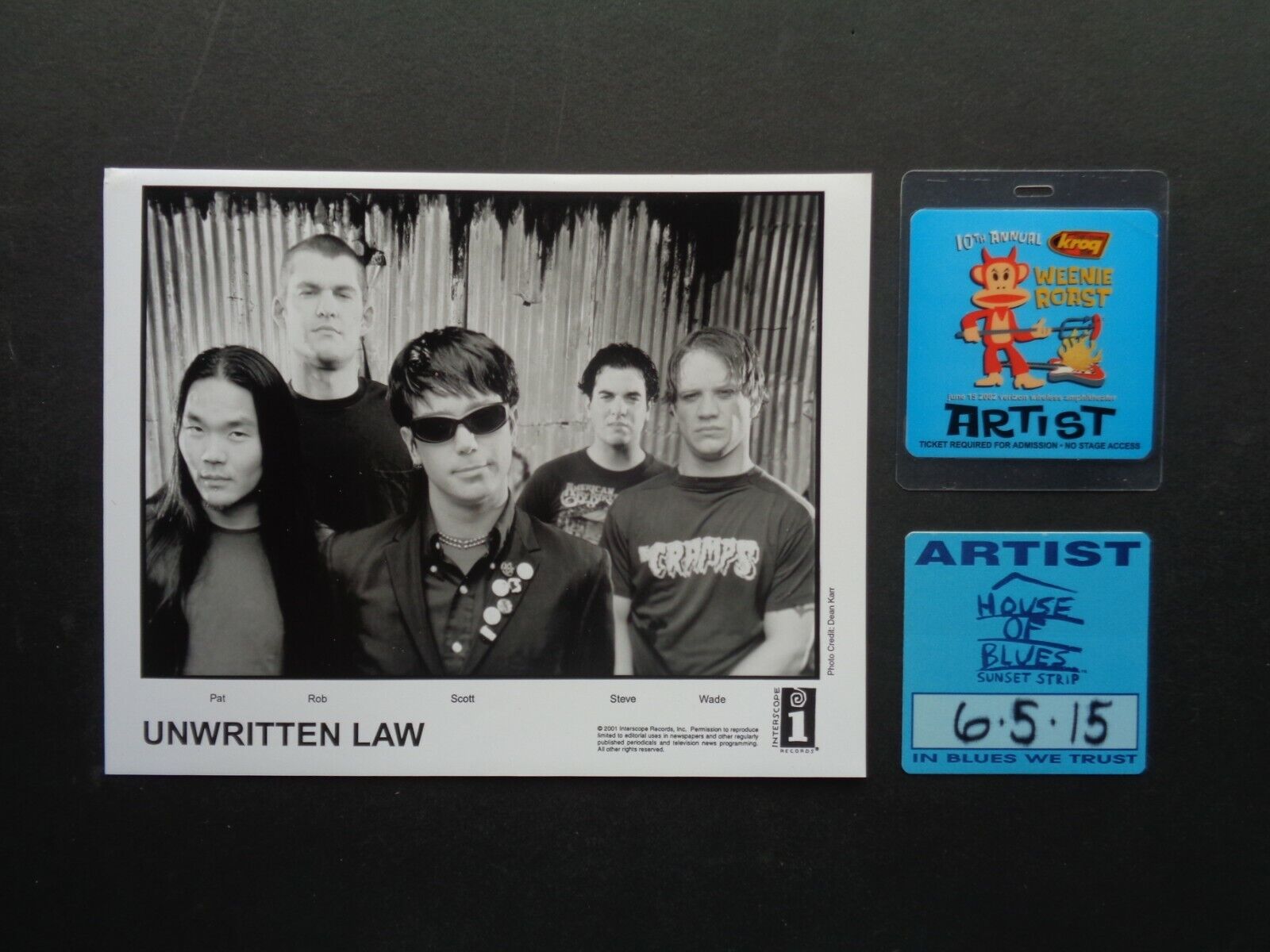 UNWRITTEN LAW,B/W Promo Photo,2 Original OTTO Backstage passes Без бренда