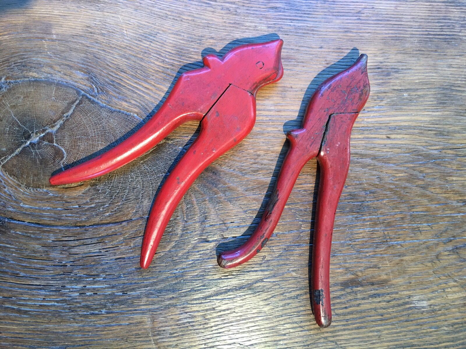 1900 Chinese Hand Sewing tool , 2 wood carved Birds With Red Lacquer Finish Без бренда - фотография #4