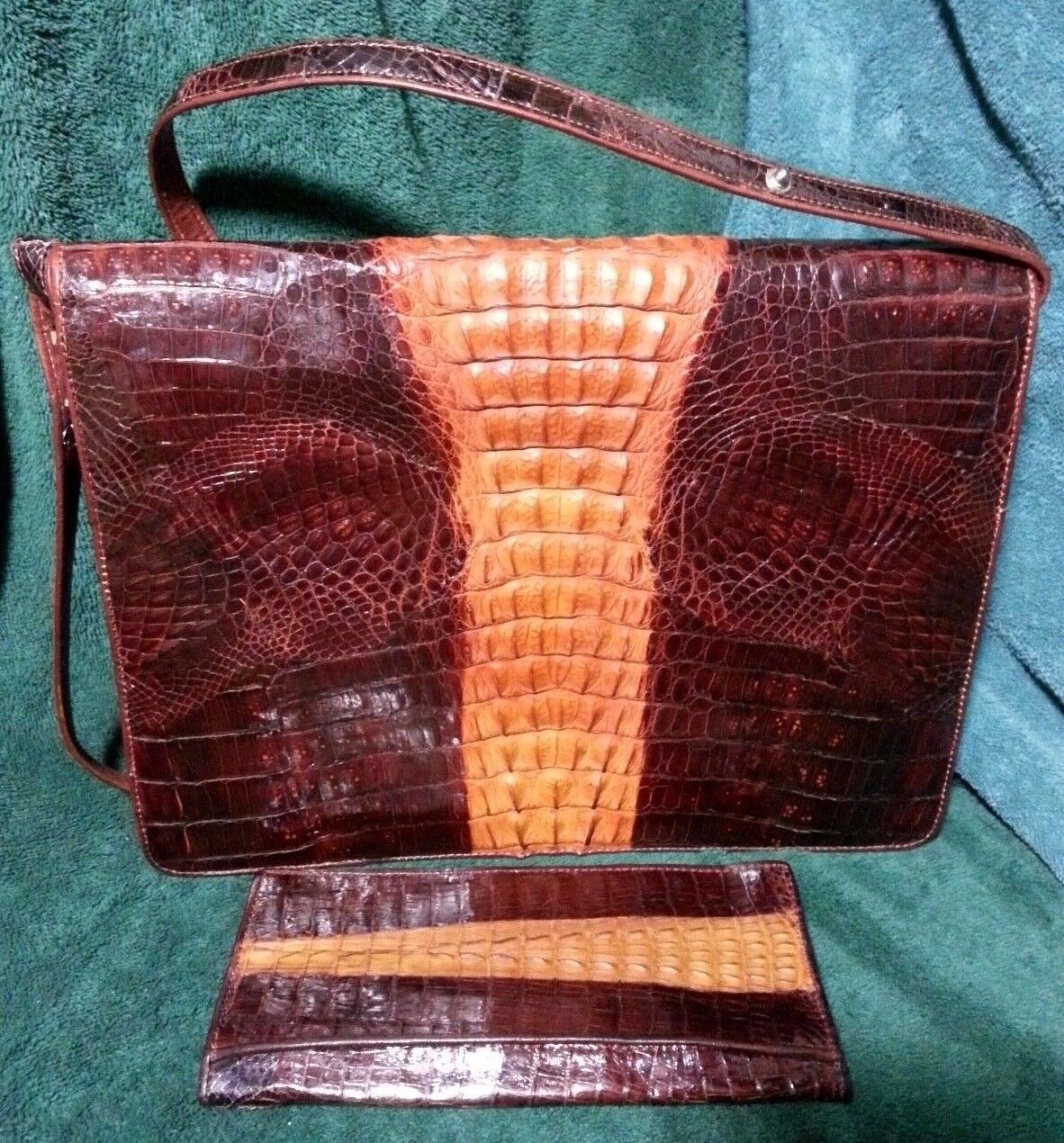 Vintage Genuine Crocodile Convertible Handbag & Wallet Unbranded - фотография #2