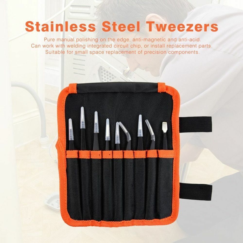 10pc ESD Tweezers Precision Set Stainless Steel For Electronics & Jewelry Repair Unbranded Does Not Apply - фотография #2