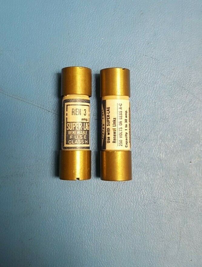  Fuse, Super Lag, Ren 3, Bussmann, 3A 250V Renewable Fuse, ( 2 PCS) BUSSMANN Ren 3 - фотография #4