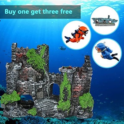  Fish Tank Decorations Ancient Castle Resin Ornaments Buy 1 get 3 Gift  Does not apply Does Not Apply - фотография #3