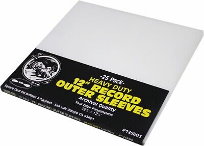 (25) 12" LP Record Outer Sleeves - Heavy Duty 3mil - ARCHIVAL, SOFT #12SE03 Square Deal Recordings & Supplies 12SE03