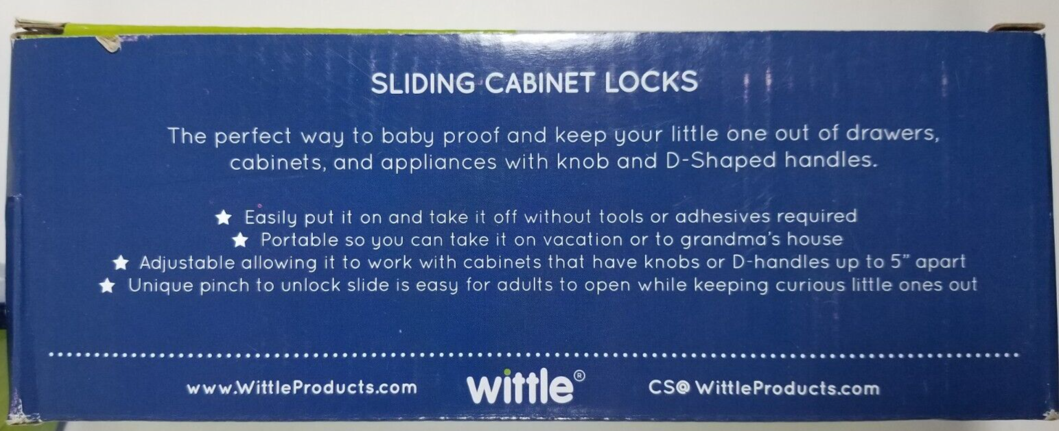 Wittle Sliding Child Safety Cabinet Locks *2 PACK* (6 EA 12 TOTAL) Baby Proof Wittle Sliding Cabinet Locks - фотография #5