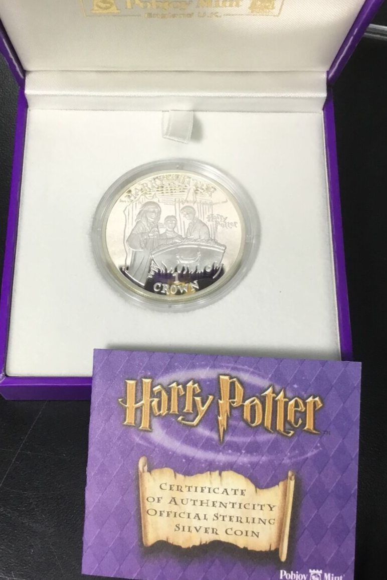 HARRY POTTER, HERMIONE & RON WEASLEY 2002 SILVER 1 CROWN Pobjoy Mint U.K. .925 Harry Potter