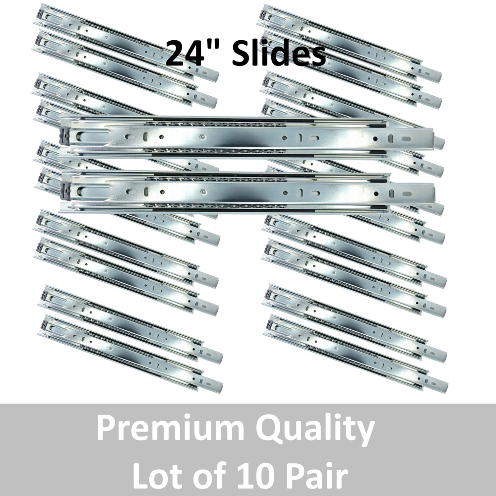 {Lot of 10 Pair} 24"- Heavy Duty Drawer Slides - Ball Bearing - Premium Quality Unbranded