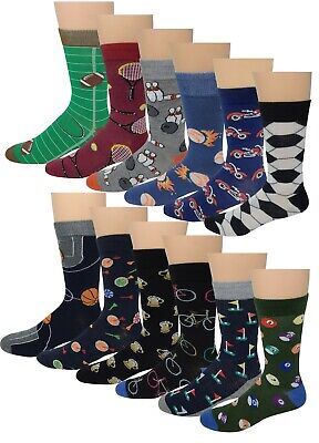 Different Touch 12 Pairs Men's Assorted Sports Design Crew Socks 10-13 Different Touch - фотография #4