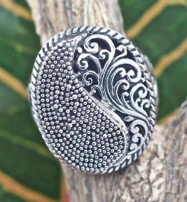 Ying Yang Detailed And Heavy Dome Ring, Filigree Accent Large Handmade Dome Ring Handmade - фотография #7