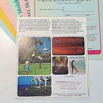 Vintage 1972 Hawaii Trip Lot of 9 Kona Surf Resort Travel Islands Itinerary Map  Без бренда - фотография #3