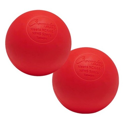 Champion Sports 2 Pack Official Rubber Lacrosse Balls, NFHS & NCAA Approved, Red Champion Sports LBB-RD