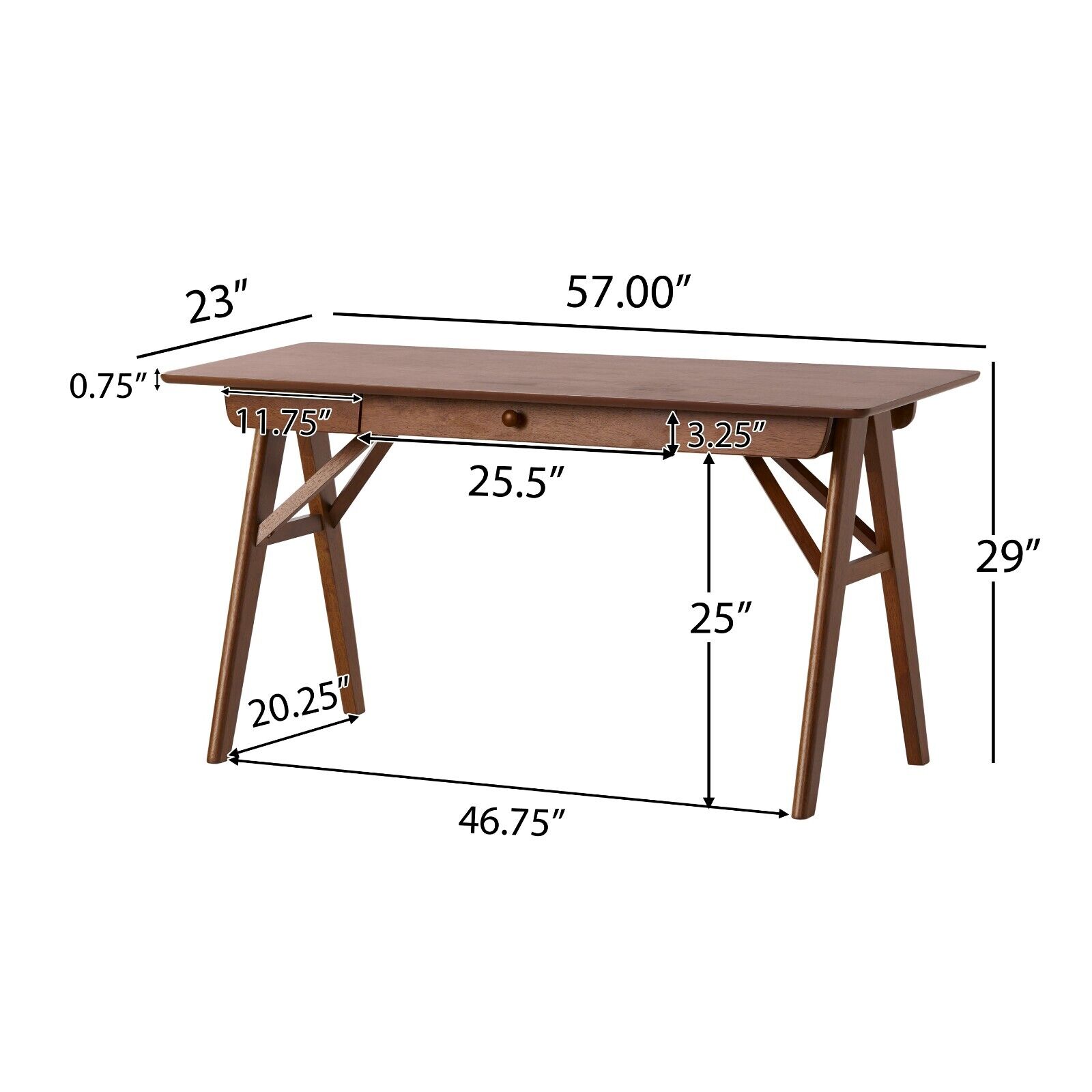 Mid Century Walnut Wood Desk GDF Studio - фотография #7