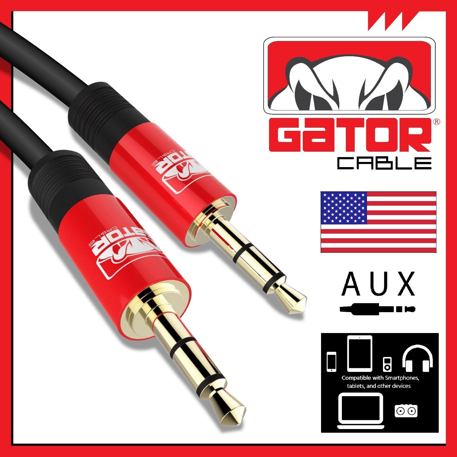 AUX 3.5mm Audio Cable Cord Male to Male For Phone iPhone Samsung LG Earphones Gator Cable AUX-3.5mm-Male-to-Male - фотография #6