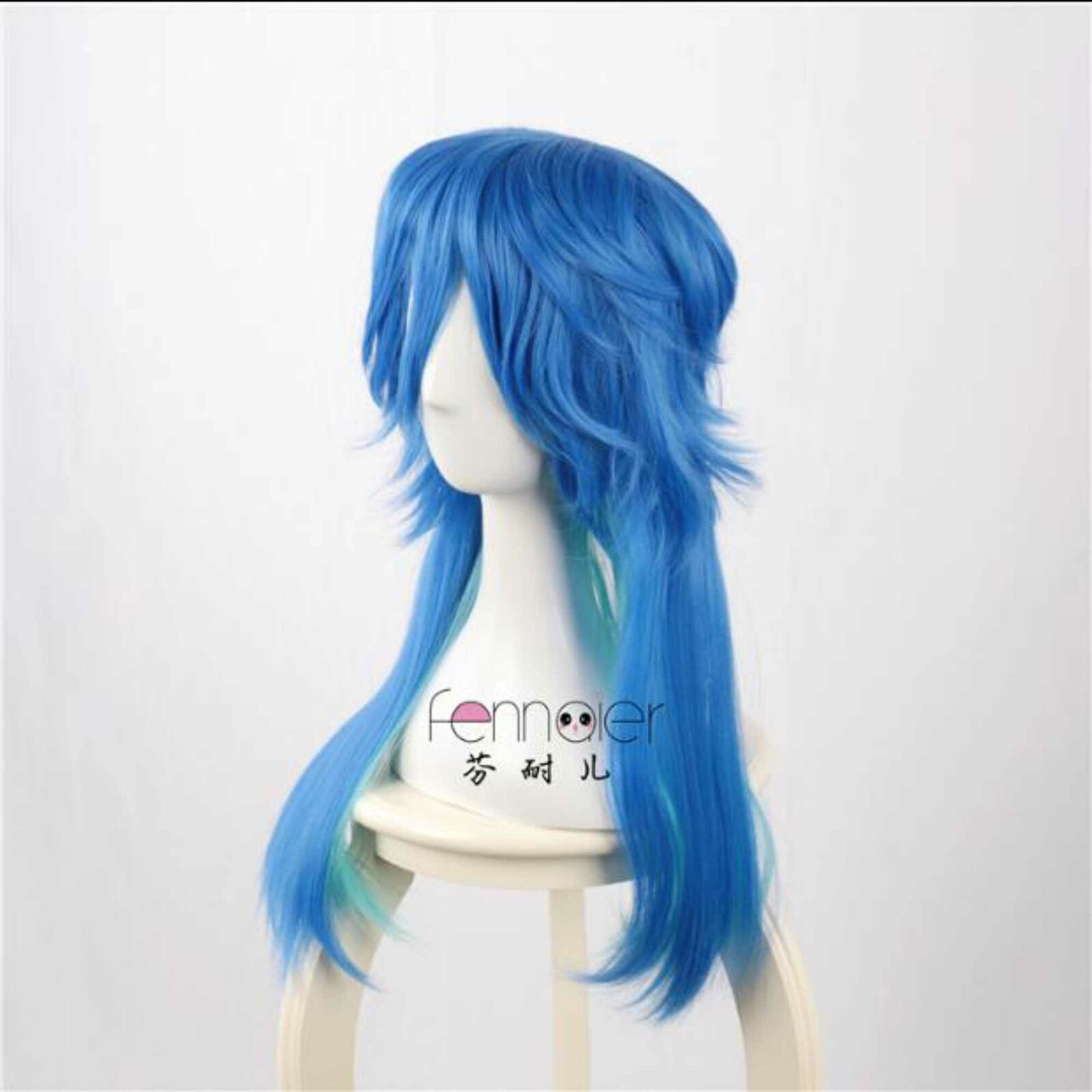Long blue gradient become warped Anime characters cosplay wig breathable Cosplay Unbranded 3 - фотография #2