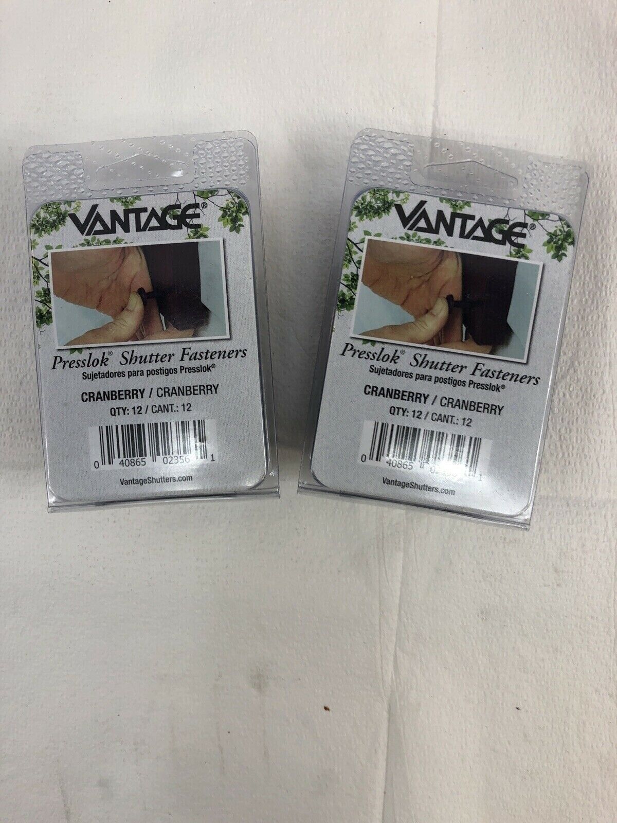 Vantage Cranberry Presslok Shutter Fasteners 12 Pack. LOT OF 5 PACKS Vantage