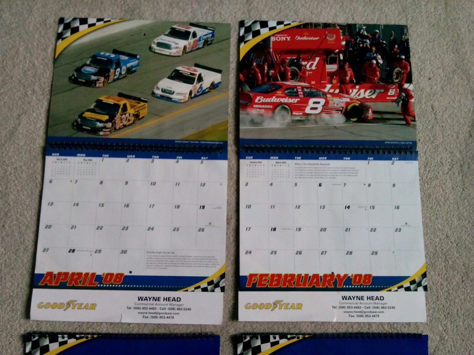 Lot of 7 Vintage Motorsports Calendars (1) 2006, (2) 2007, (4) 2008 Goodyear Goodyear - фотография #7