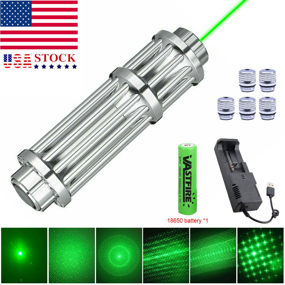 High Power Green Laser Pointer Pen SOS Lazer 532nm 2000m Rechargeable w/ 5 Caps VASTFIRE Does not apply