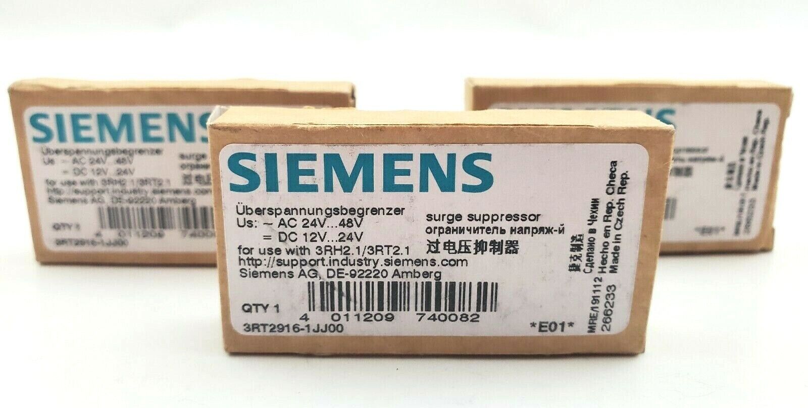Lot of 3 Siemens 3RT2916-1JJ00 Surge Suppressors DC 12V-24V AC 24V-48V Siemens 3RT2916-1JJ00